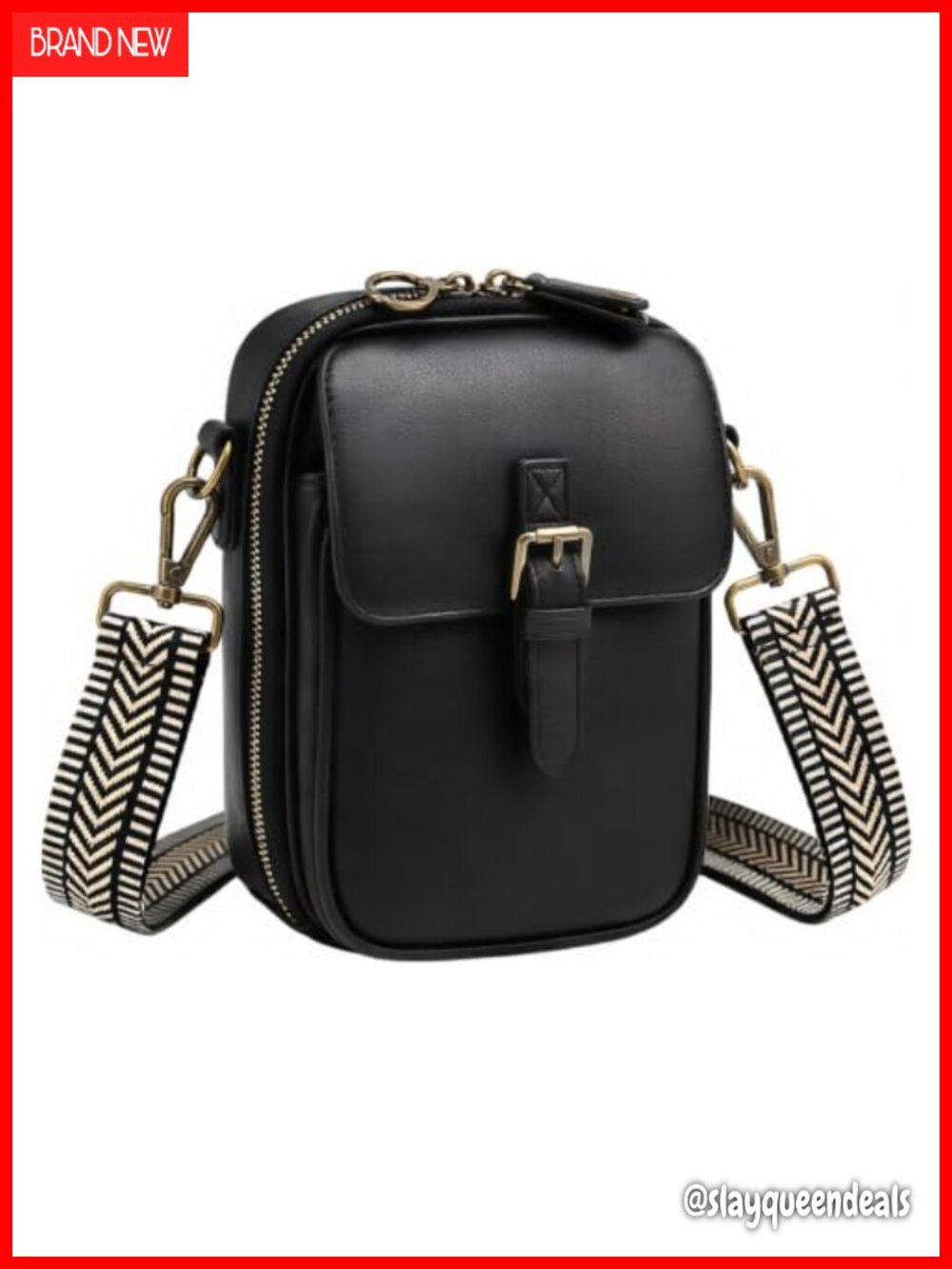 RFID Crossbody Bag Vegan Leather Mini Purse Magnetic Snap Wide Strap